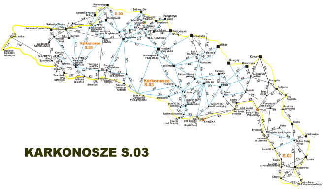 mapa- trasy punktowane GOT (Karkonosze)